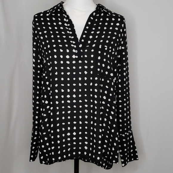 Pleione Tops - Pleione Oversize Polka Dot V-Neck Blouse NWT